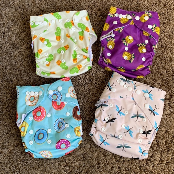 Annababy Cloth Diaper Lot Pocket w/ Inserts Cactus Pineapple Donut Dragonfly - Picture 1 of 10